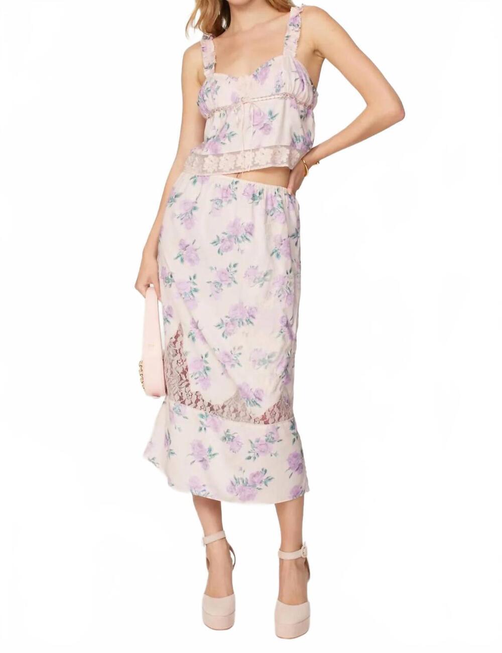 NEW LOVESHACKFANCY fayette skirt in mauve rose